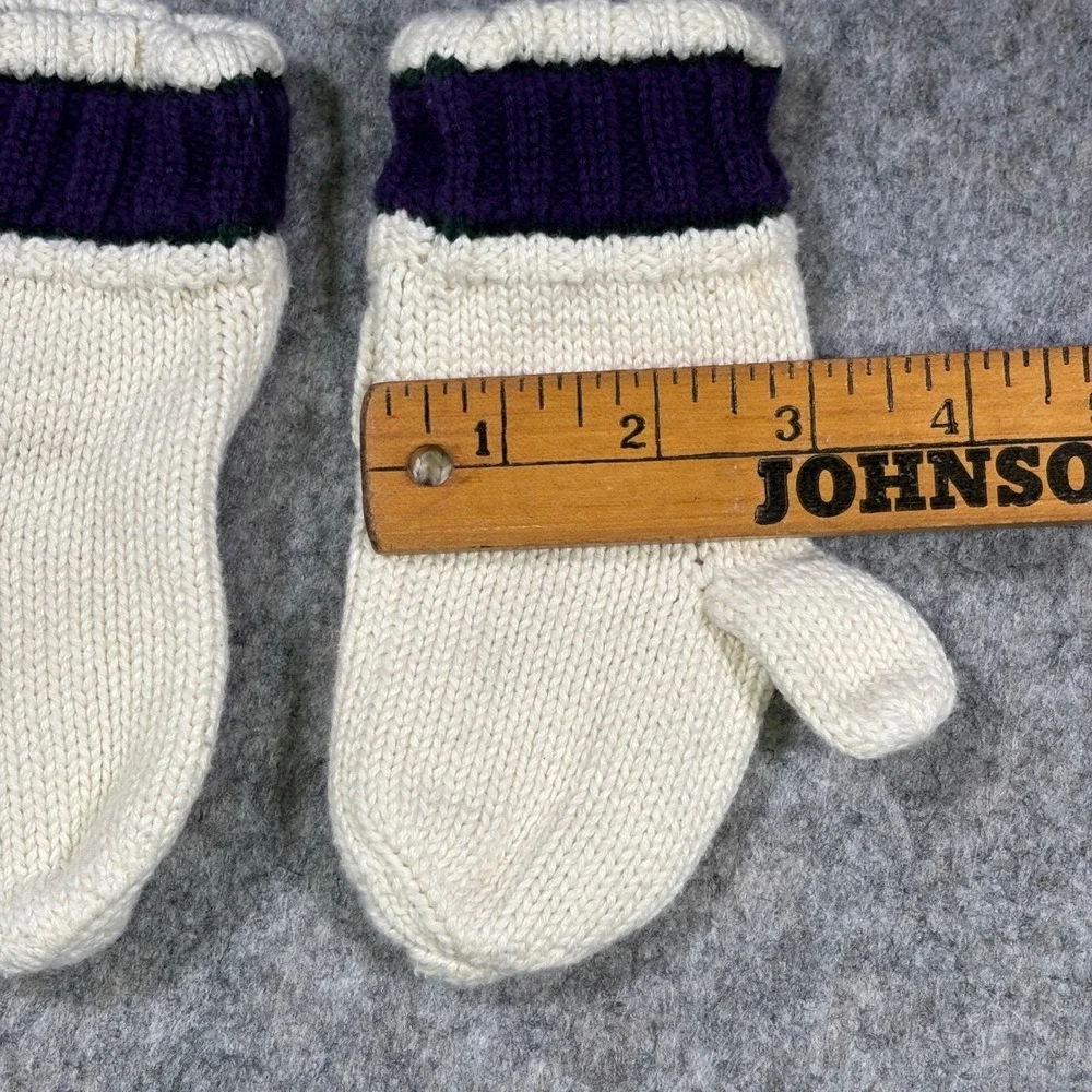 VTG Ralph Lauren Cable Knit‎ Mittens Gloves Cream Navy Logo Cotton Toddler Kids